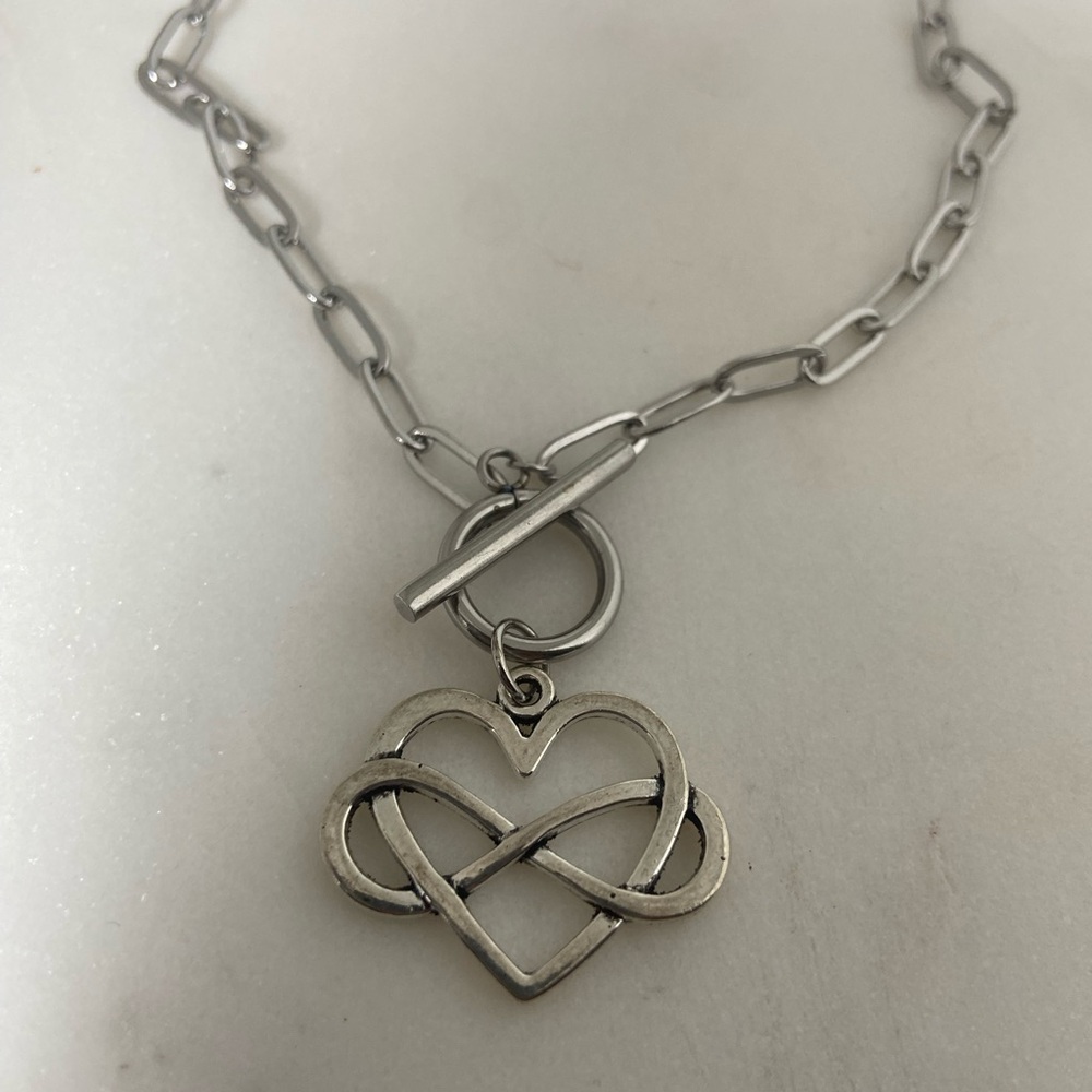 Elegant Silver Heart Infinity Necklace